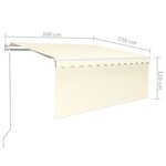 vidaXL Auvent rétractable automatique avec store 3x2 5 m Crème