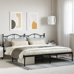 vidaXL Cadre de lit métal avec tête de lit noir 200x200 cm