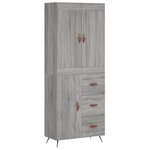 vidaXL Buffet haut Sonoma gris 69 5x34x180 cm Bois d'ingénierie