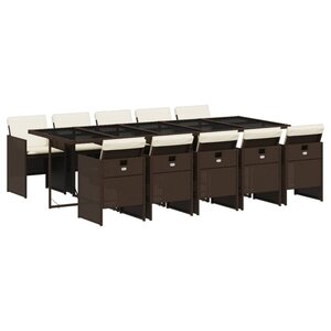 vidaXL Ensemble à manger de jardin et coussins 11 Pièces marron rotin