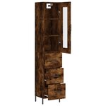 vidaXL Buffet haut Chêne fumé 34 5x34x180 cm Bois d'ingénierie