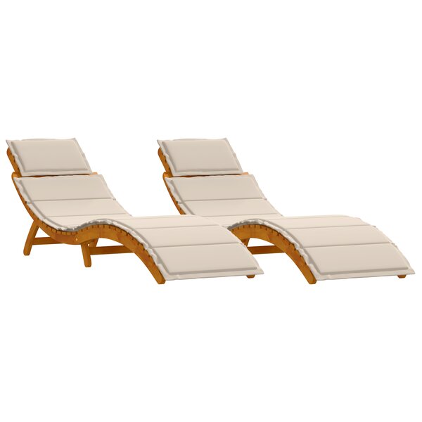 vidaXL Chaise longue 2 Pièces Blanc 184 x 55 x 64cm Bois d'acacia massif