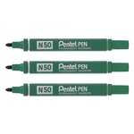 Marqueur permanent N50 Pointe Ogive 2 mm Vert x 3 PENTEL