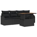 vidaXL Ensemble de canapé de jardin 5 Pièces Noir 100 x 55 x 73 cm