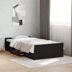 vidaXL Cadre de lit avec tiroirs sans matelas noir 75x190 cm