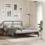 vidaXL Cadre de lit métal sans matelas avec tête de lit noir 150x200cm