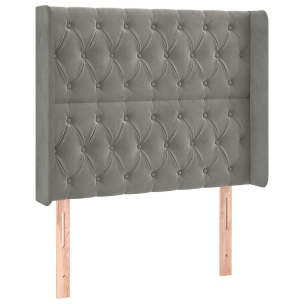 vidaXL Tête de lit avec oreilles Gris clair 93x16x118/128 cm Velours