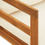 vidaXL Chaise longue avec 1 accoudoir Blanc crème Bois d'acacia solide