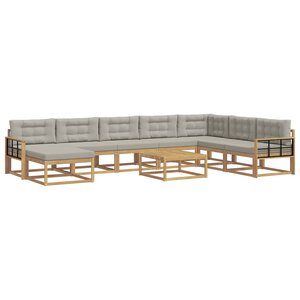 vidaXL Ensemble de canapés d'extérieur 9 pc Blanc et gris clair