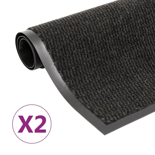 vidaXL Paillassons rectangulaires 2 Pièces 120 x 180 cm Noir
