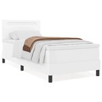 vidaXL Lit à ressorts avec matelas en blanc  90x200 cm  simili cuir.