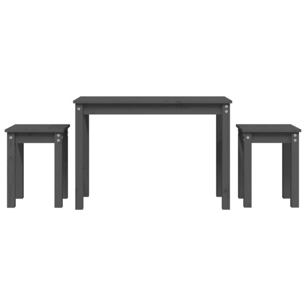vidaXL Tables gigognes 3 Pièces Gris Bois de pin massif