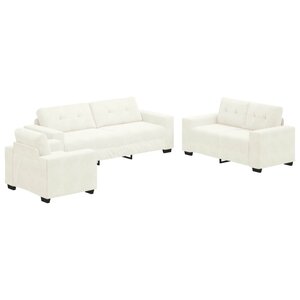 vidaXL Ensemble de Canapés 3 Pièces Crème 221 x 80 x 80 cm Velours