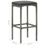 vidaXL Ensemble de bar de jardin 5 Pièces et coussins Résine tressée Gris