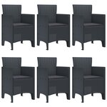 vidaXL Ensemble de Salle à Manger de Jardin 7 Pièces avec Coussins Anthracite  Polyrotin