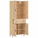 vidaXL Buffet haut Chêne sonoma 69 5x34x180 cm Bois d'ingénierie