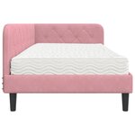 vidaXL Cadre de lit d'angle avec matelas Rose 90 x 190 cm Velours