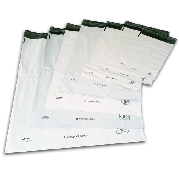 Lot de 100 enveloppes plastiques blanches opaques fb01 - 175x255 mm