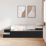 vidaXL Lit de rangement Noir Chêne 90x190 cm