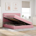 vidaXL Lit de rangement LED avec matelas Rose 180 x 200 cm Velours