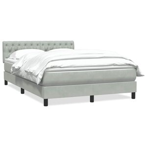 vidaXL Sommier à lattes de lit et matelas gris clair 160x220cm velours
