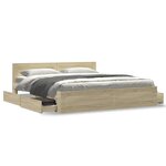 vidaXL Cadre de lit tête de lit sans matelas chêne sonoma 180x200 cm