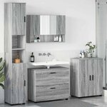 vidaXL Ensemble de mobilier de salle de bain 4 Pièces Gris Sonoma