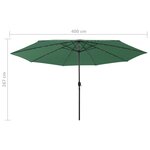 vidaXL Parasol de jardin avec lumières LED et mât en métal 400 cm vert