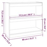 vidaXL Bibliothèque/Séparateur de pièce Gris 80x30x71 5 cm Pin massif