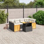 vidaXL Salon de jardin 7 Pièces avec coussins noir résine tressée