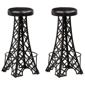 vidaXL Tabourets de bar lot de 2 cuir véritable