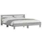 vidaXL Cadre de lit avec tête de lit et LED sonoma gris 180x200 cm