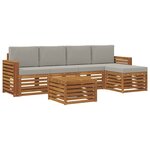 vidaXL Ensemble de canapés d'extérieur 6 pc Gris Naturel et Clair