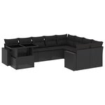 vidaXL Salon de jardin 10 Pièces avec coussins noir résine tressée