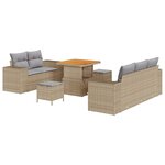vidaXL Ensemble de canapé de jardin 8 Pièces Beige polyrotin