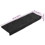 vidaXL Tapis de marches d'escalier 10 Pièces Gris 65x21x4 cm Aiguilleté