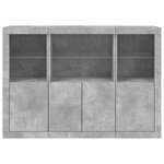 vidaXL Buffets avec lumières LED 3 Pièces gris béton bois d'ingénierie