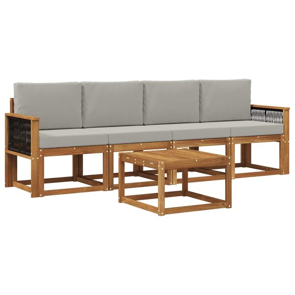 vidaXL Ensemble de canapés d'extérieur 4 pc Naturel et gris clair