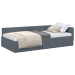 vidaXL Cadre de lit d'angle Gris foncé 100 x 200 cm Velours