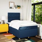 vidaXL Sommier à lattes de lit avec matelas bleu 120x190 cm tissu