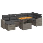 vidaXL Salon de jardin 8 Pièces avec coussins gris résine tressée