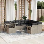 vidaXL Salon de jardin avec coussins 10 Pièces gris clair résine tressée