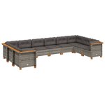 vidaXL Salon de jardin avec coussins 10 Pièces gris résine tressée