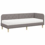 vidaXL Cadre de lit d'angle avec matelas Taupe 80 x 200 cm tissu