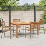 Ensemble de Salle à Manger de Jardin 5 pièces vidaXL Gris Poly Rattan Acacia