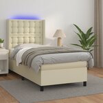 vidaXL Sommier à lattes de lit matelas LED Crème 100x200 cm Similicuir