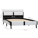 vidaXL Cadre de lit avec LED Blanc et noir Similicuir 90x200 cm