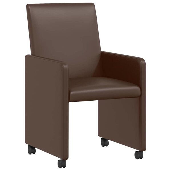 vidaXL Chaises de Salle à Manger avec Roues 2 Pièces Marron