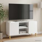 vidaXL Meuble TV 102 x 34 5 x 50 cm Blanc brillant Bois d'ingénierie