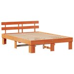 vidaXL Cadre de lit avec tête de lit Brun cire 140 x 200 cm Pin massif